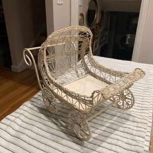 Vintage Metal Doll Carriage with Doll